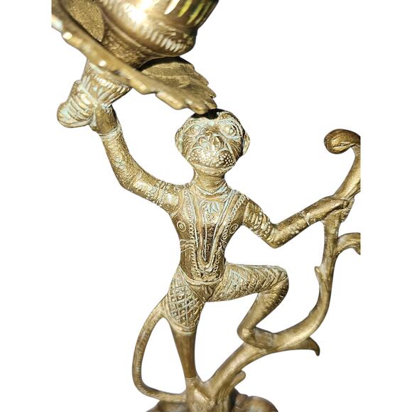 Vintage Brass Monkey Taper Candle Holder Clawfoot Feet Whimsical MCM Art Deco - Picture 9 of 13